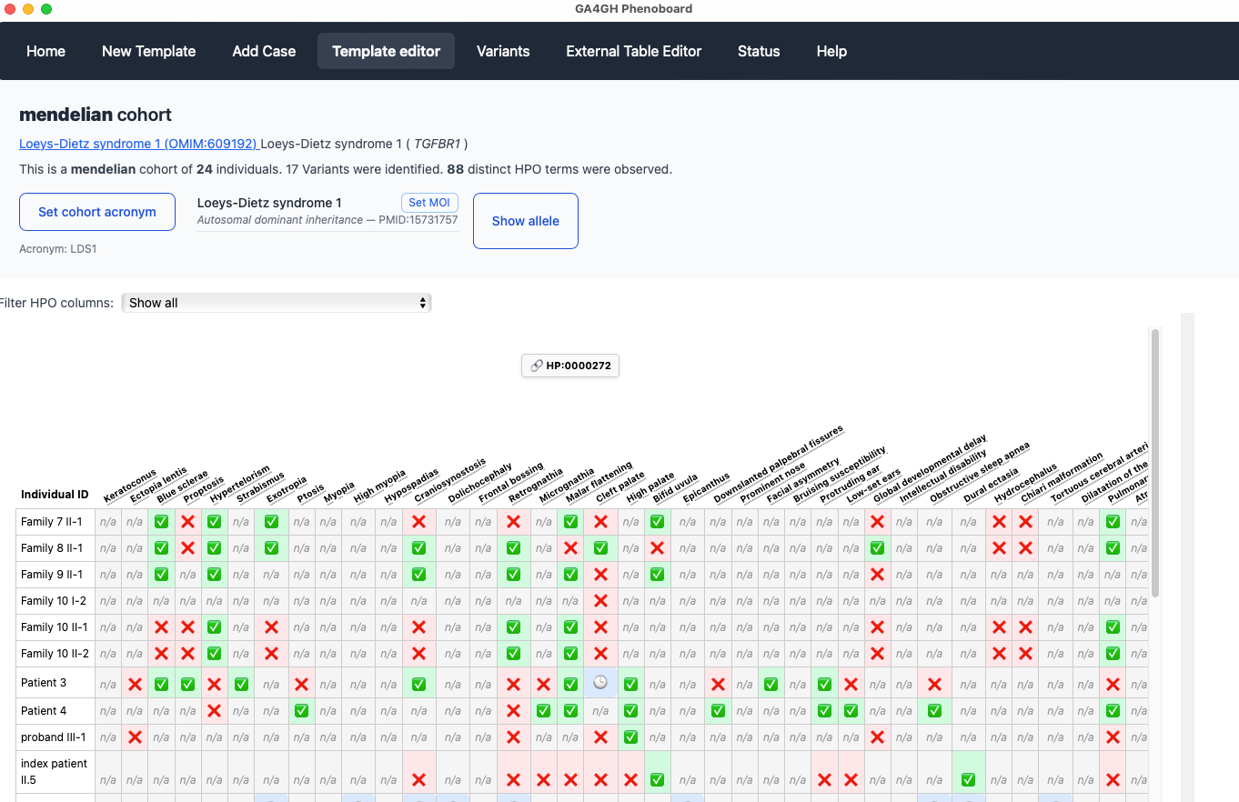 Cohort editor